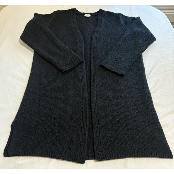 J.Crew Women’s Size M Cardigan Sweater Wool Blend Black Lagenlook Grunge Goth - Picture 4 of 9